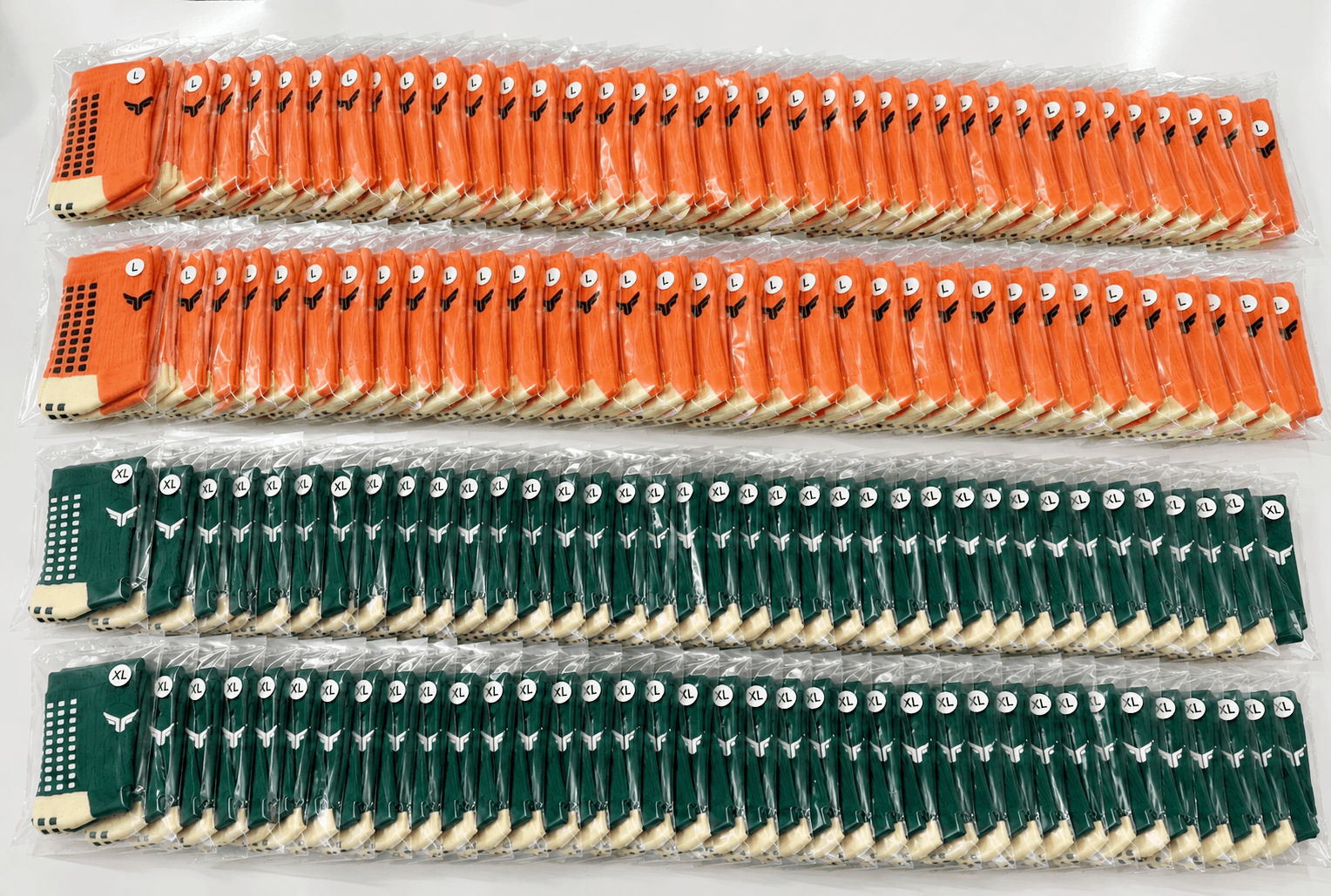 One hundred pair custom sock order prepared for a new brand launch