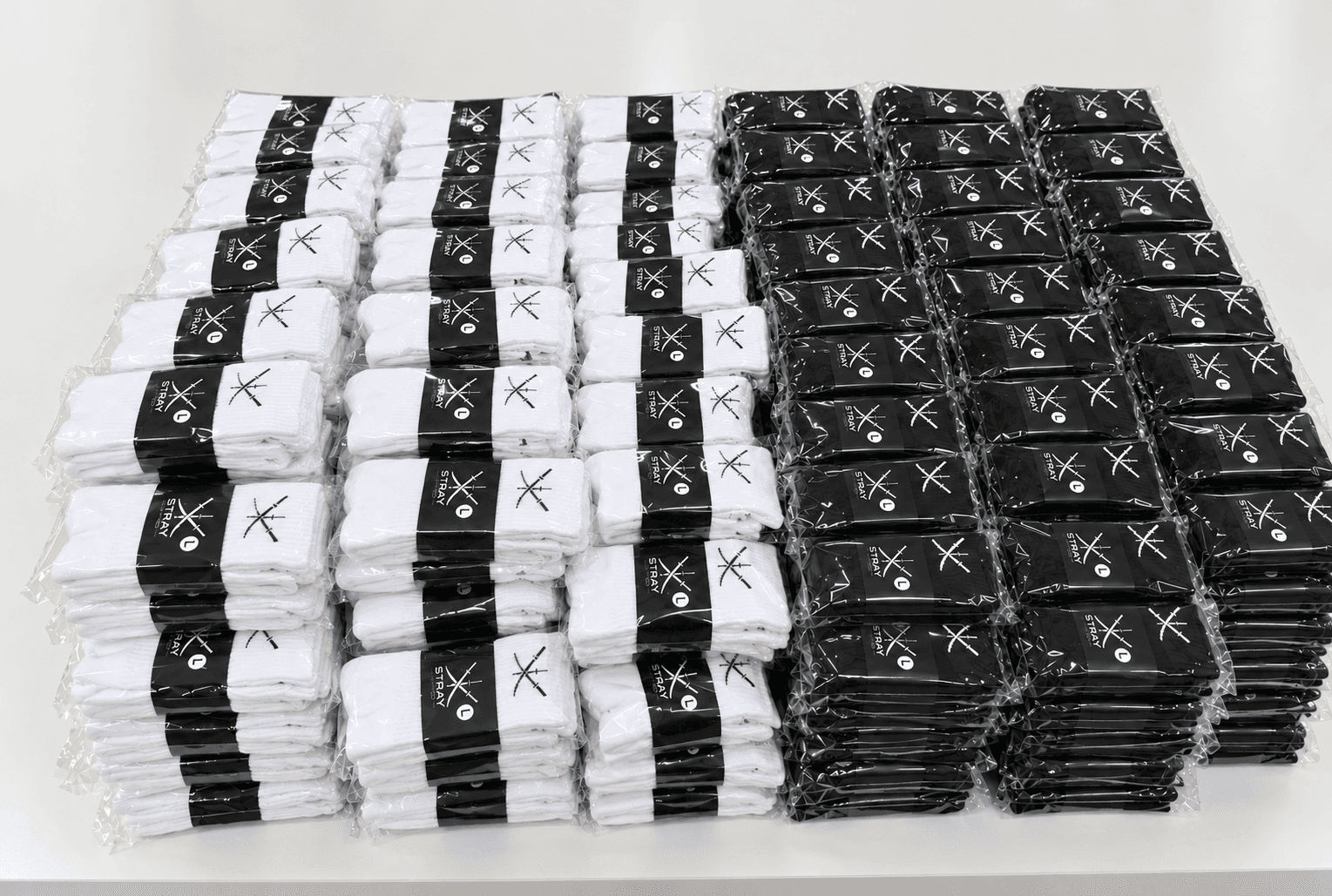 Five hundred pair custom sock bulk order ready for production