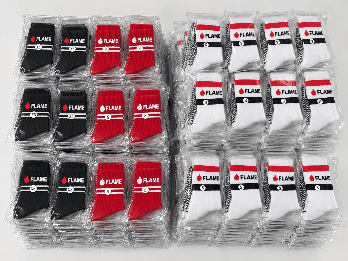 Custom sock sizes and colors divided across multiple SKUs