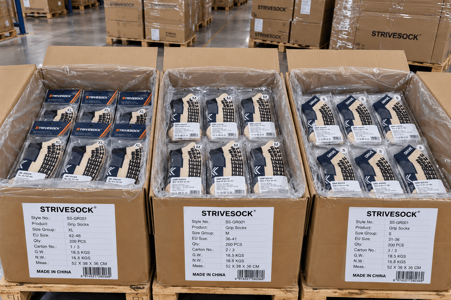 Football sock size allocation example for an academy