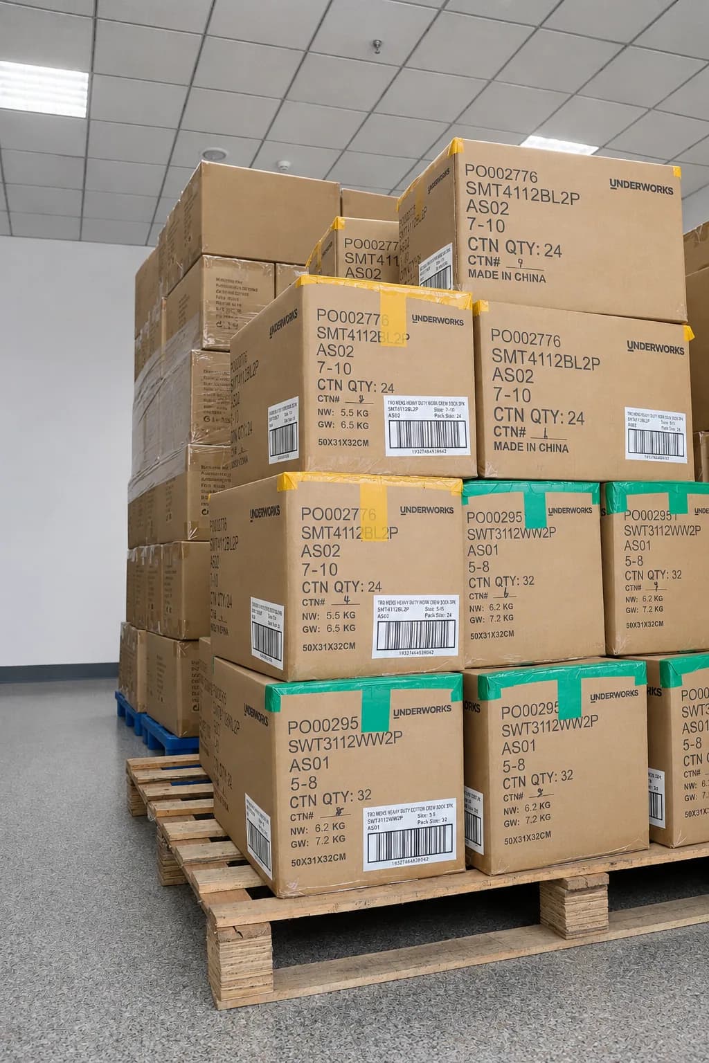 Bulk custom sock order packed in cartons and ready for shipment