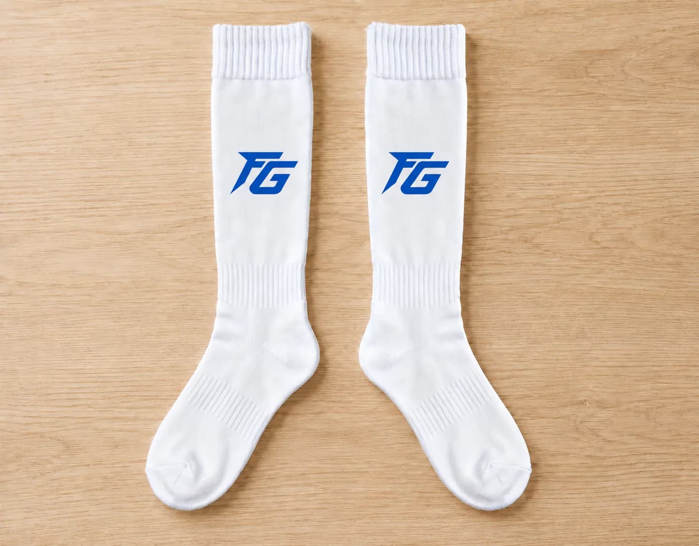 First custom sock sample with logo before revisions