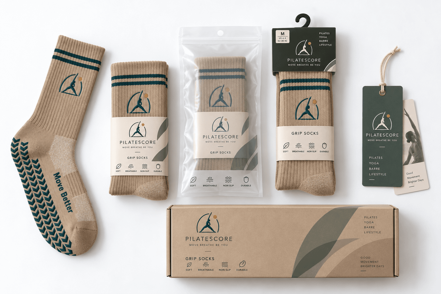 Pilates grip sock design and construction choices