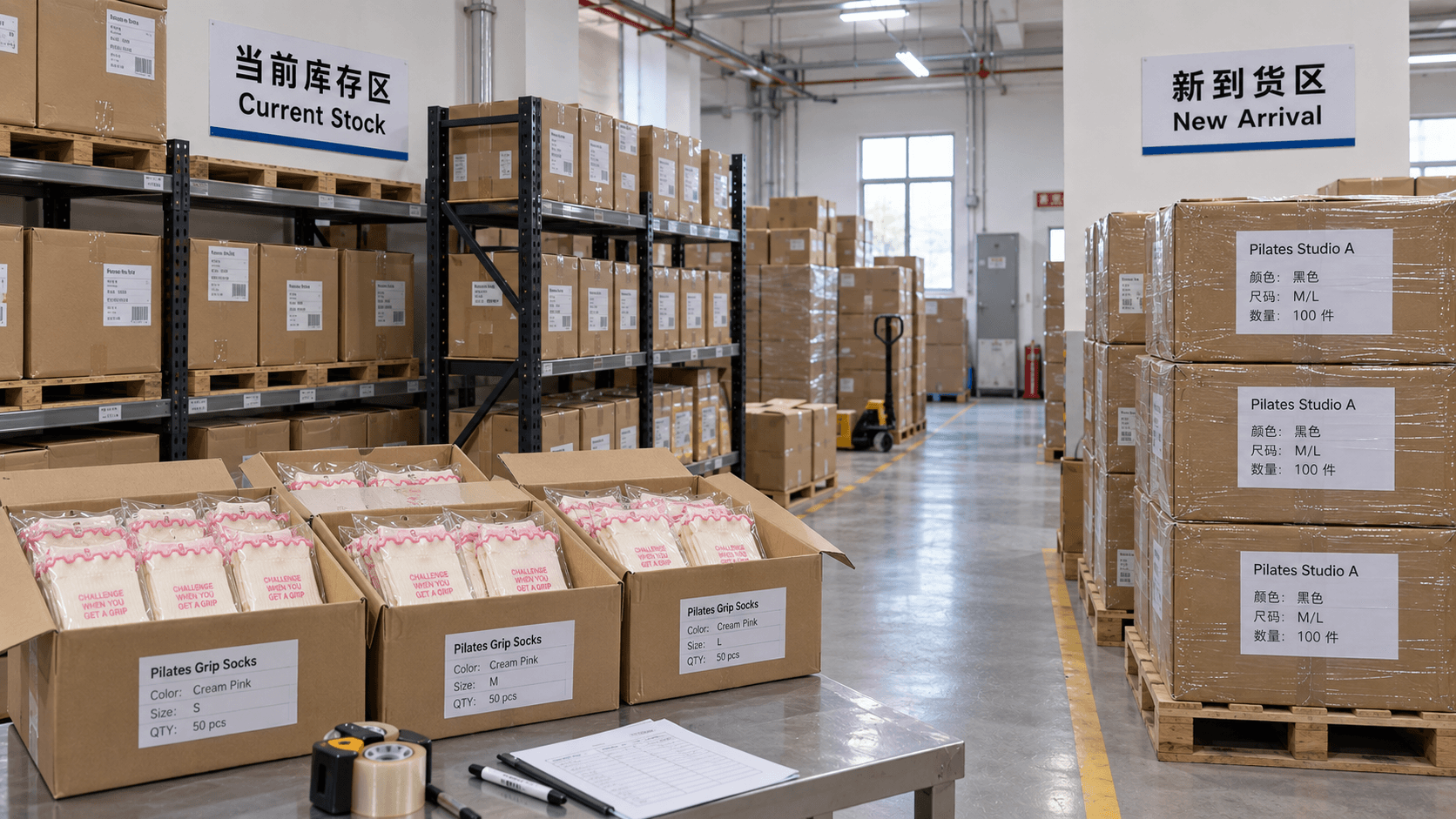 Pilates grip socks reorder planning and inventory management