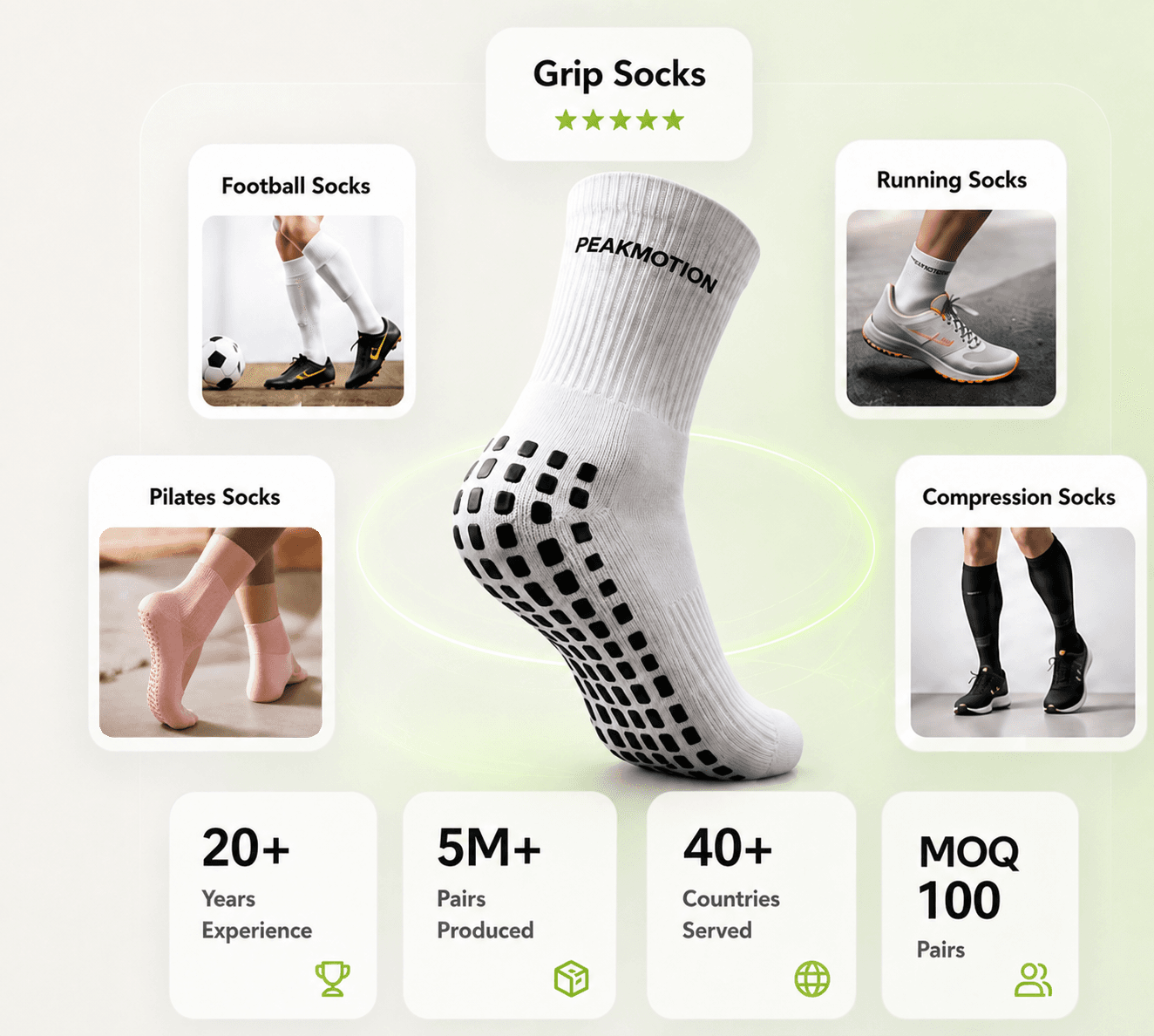 PeakMotion custom sports socks product showcase