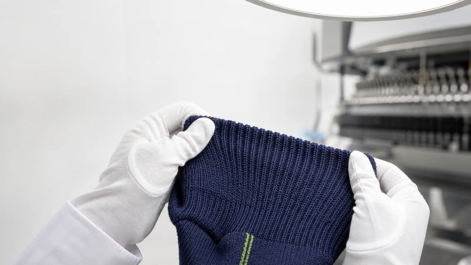 Knitting inspection during custom sports sock production