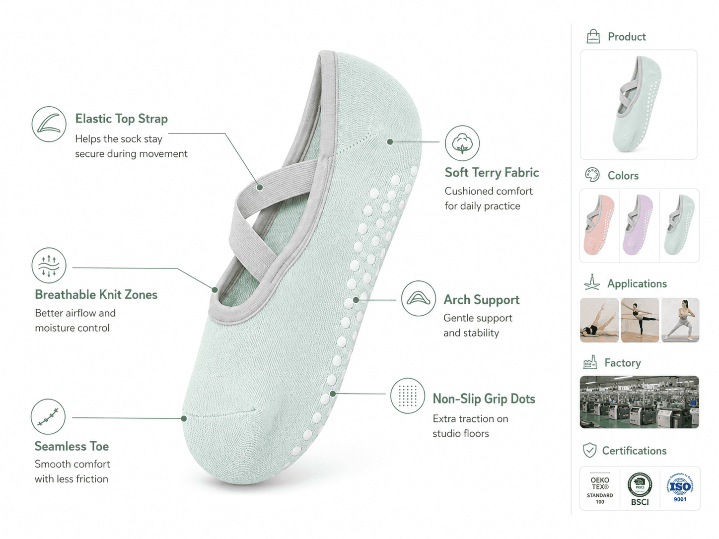 Low cut Pilates sock product features