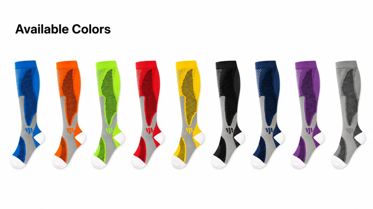 Custom color options for a private-label running sock collection