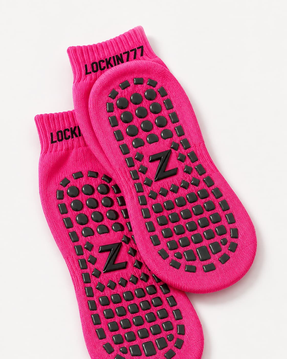 Close-up of silicone grip coverage on custom trampoline park socks