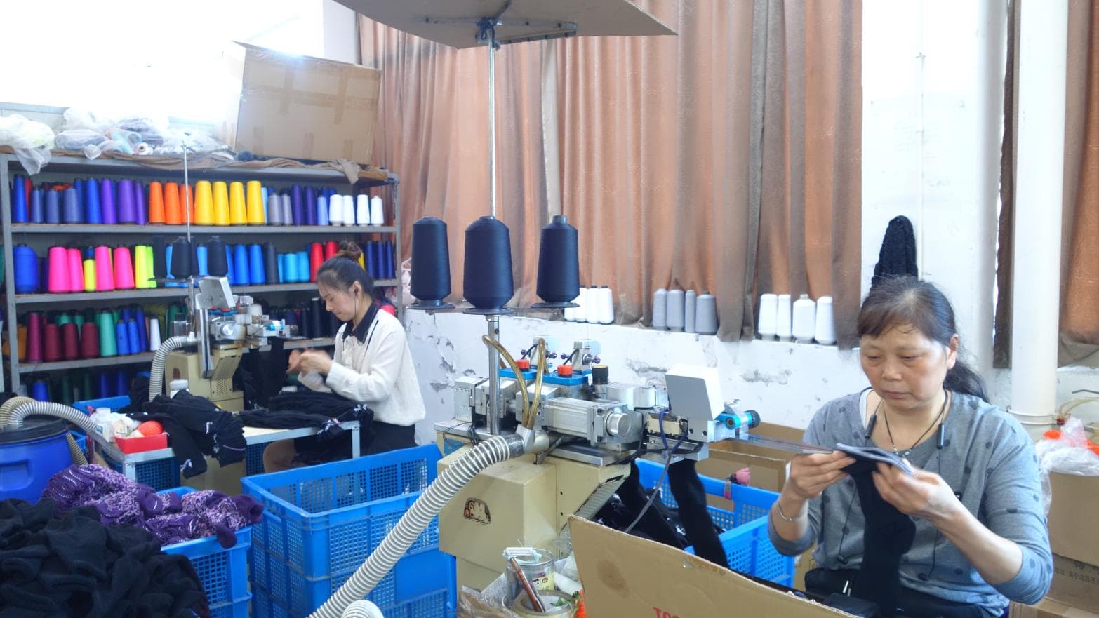 Sewing and finishing for custom grip sock production