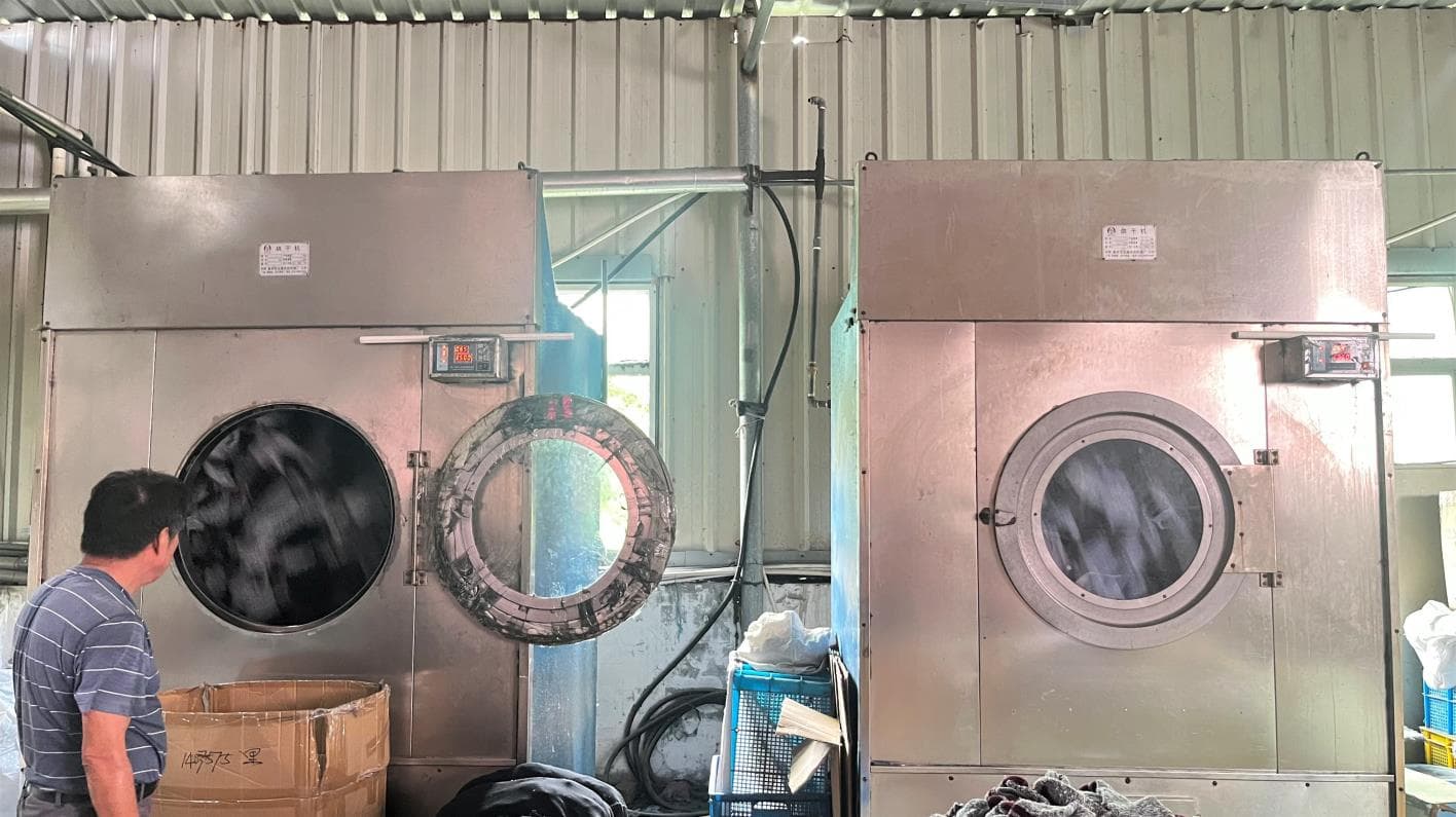 Washing and drying for custom grip sock production