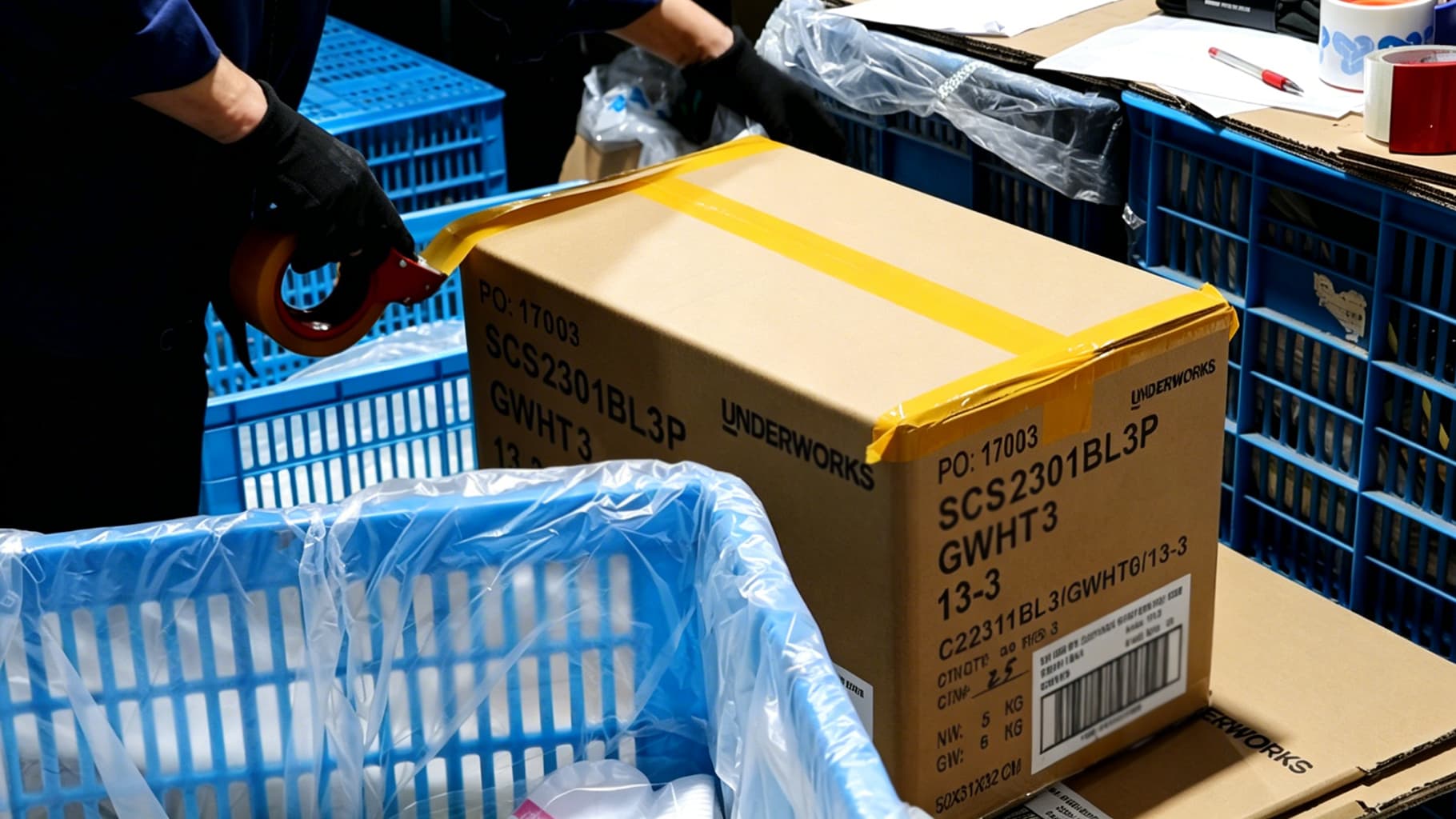 Export carton sealed for custom sock shipment