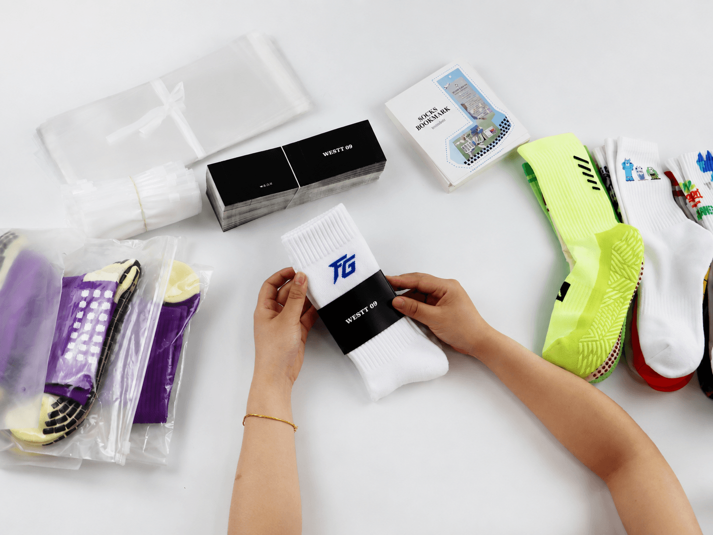 Retail-ready custom sock packaging sample