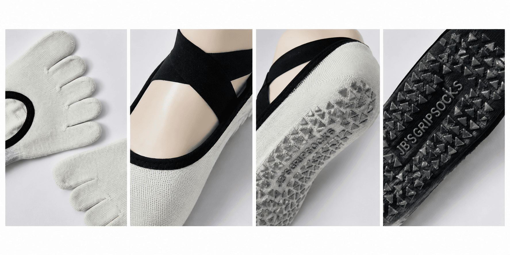 Pilates grip sock knit, binding and silicone details