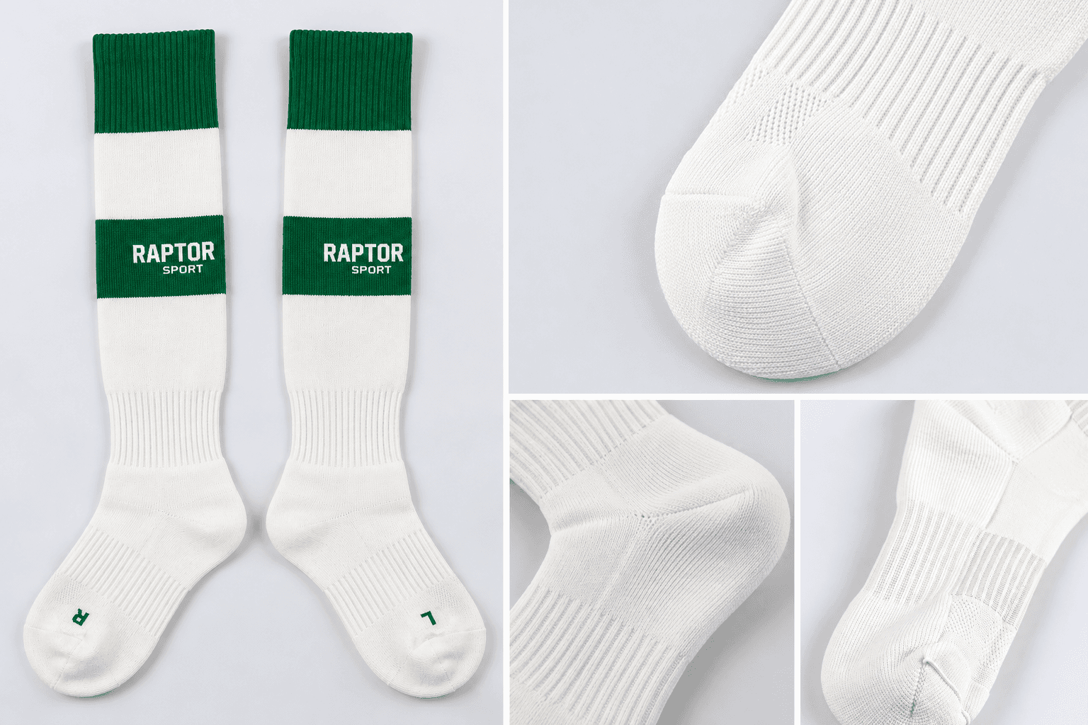 Running sock material and knit construction examples with close-up fabric views