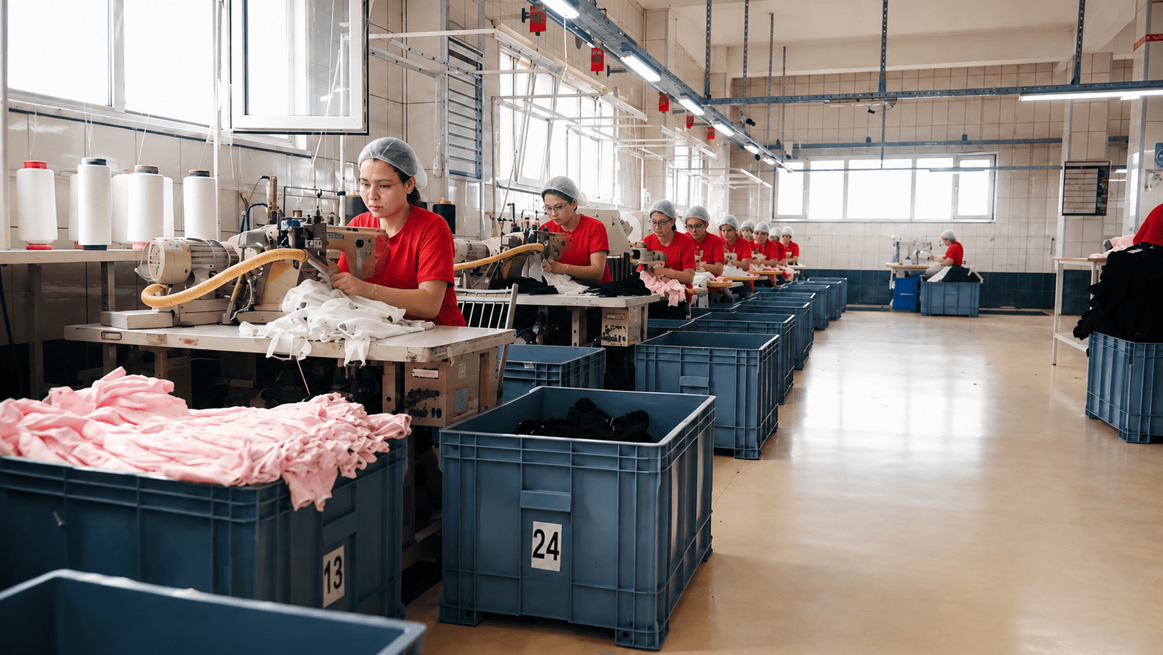 Factory finishing line supporting custom sock production