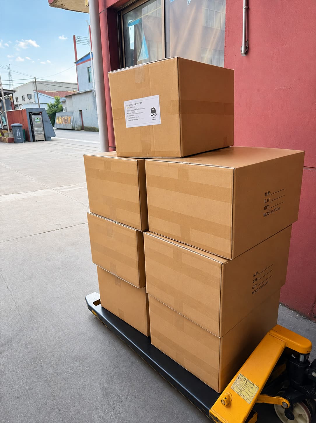 Finished private label socks packed into shipping cartons for dispatch