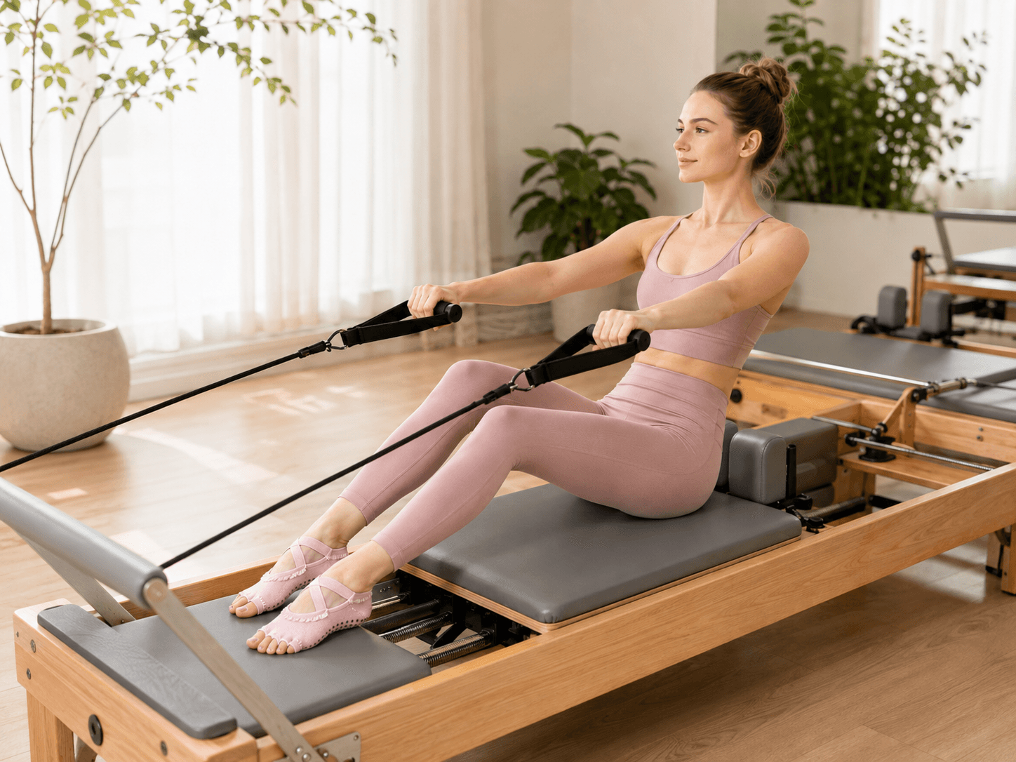 Pilates studio use scenario for custom grip socks