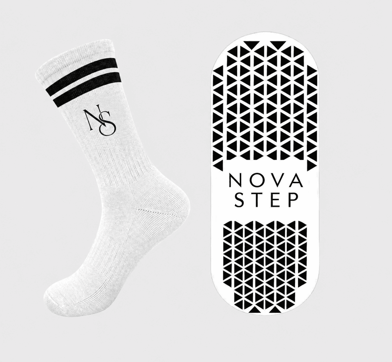 Original custom sock design showing the first logo and grip direction