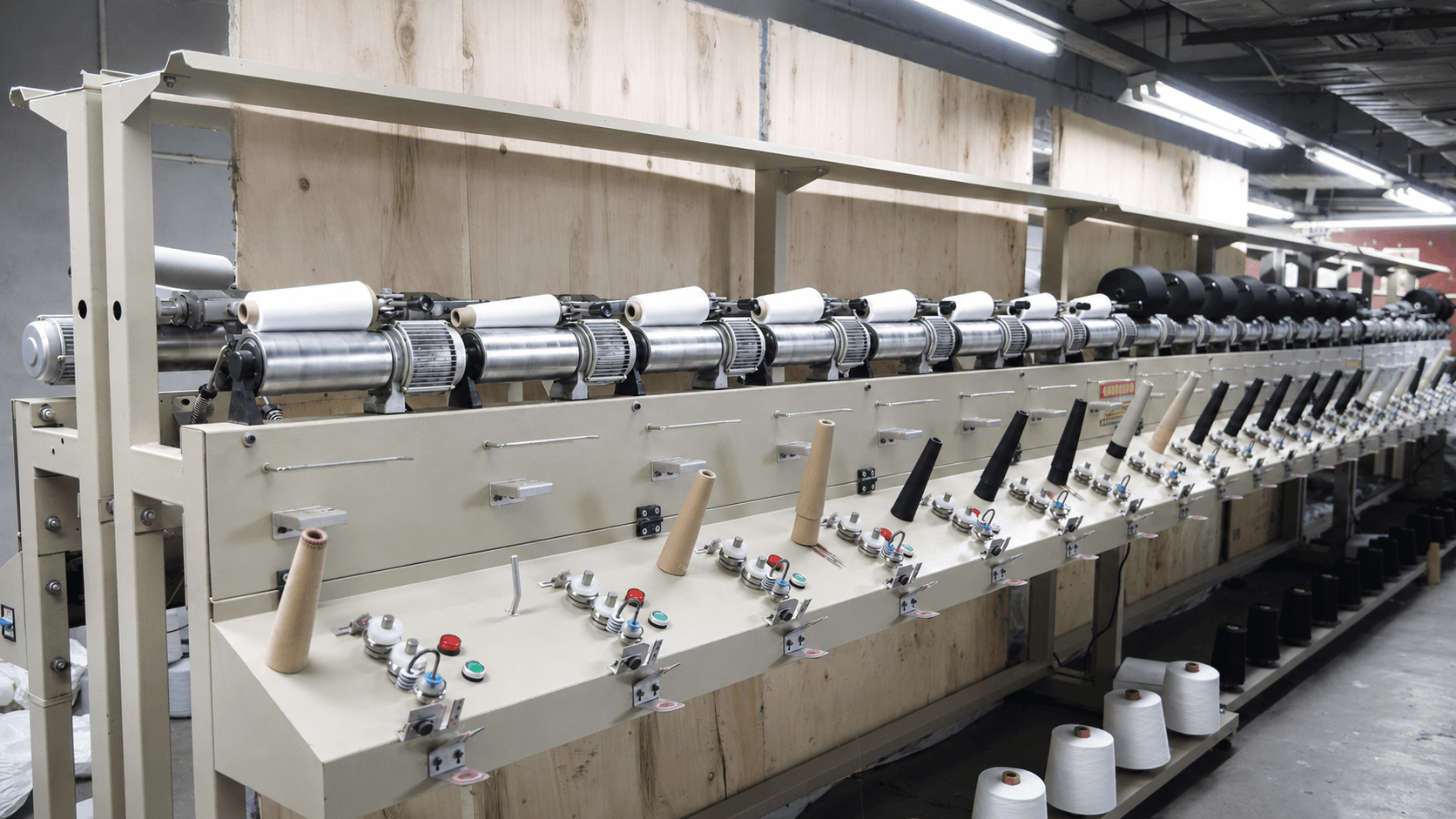 Yarn preparation and winding equipment inside the PeakMotion sock factory