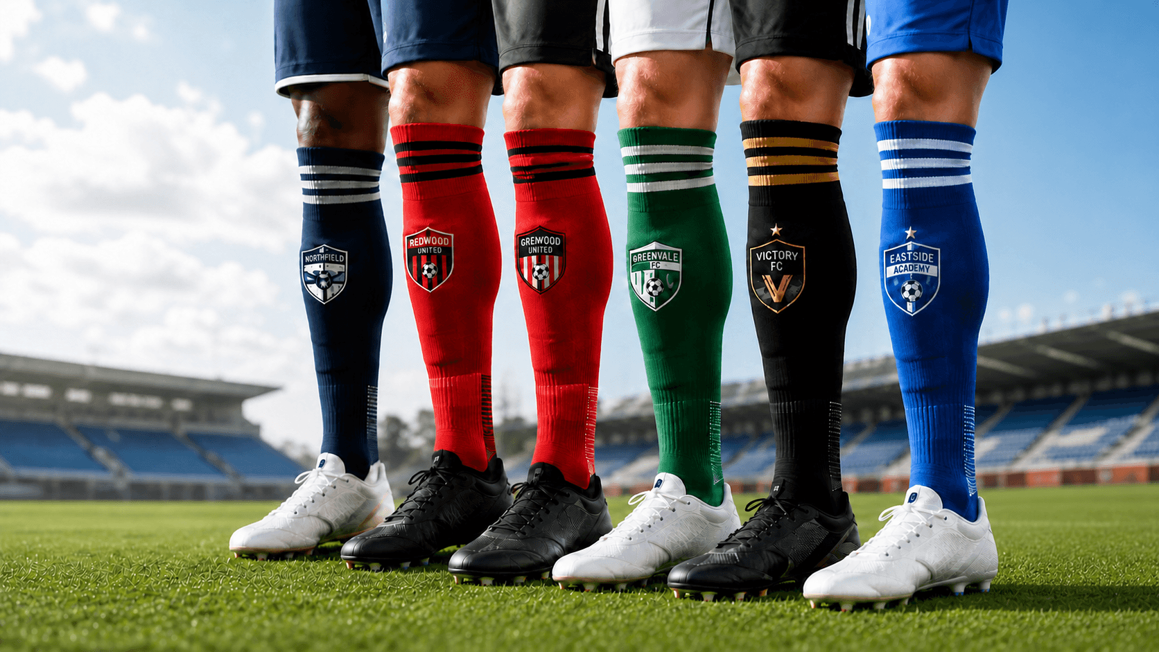 Custom football team socks for clubs, academies and sports organizations