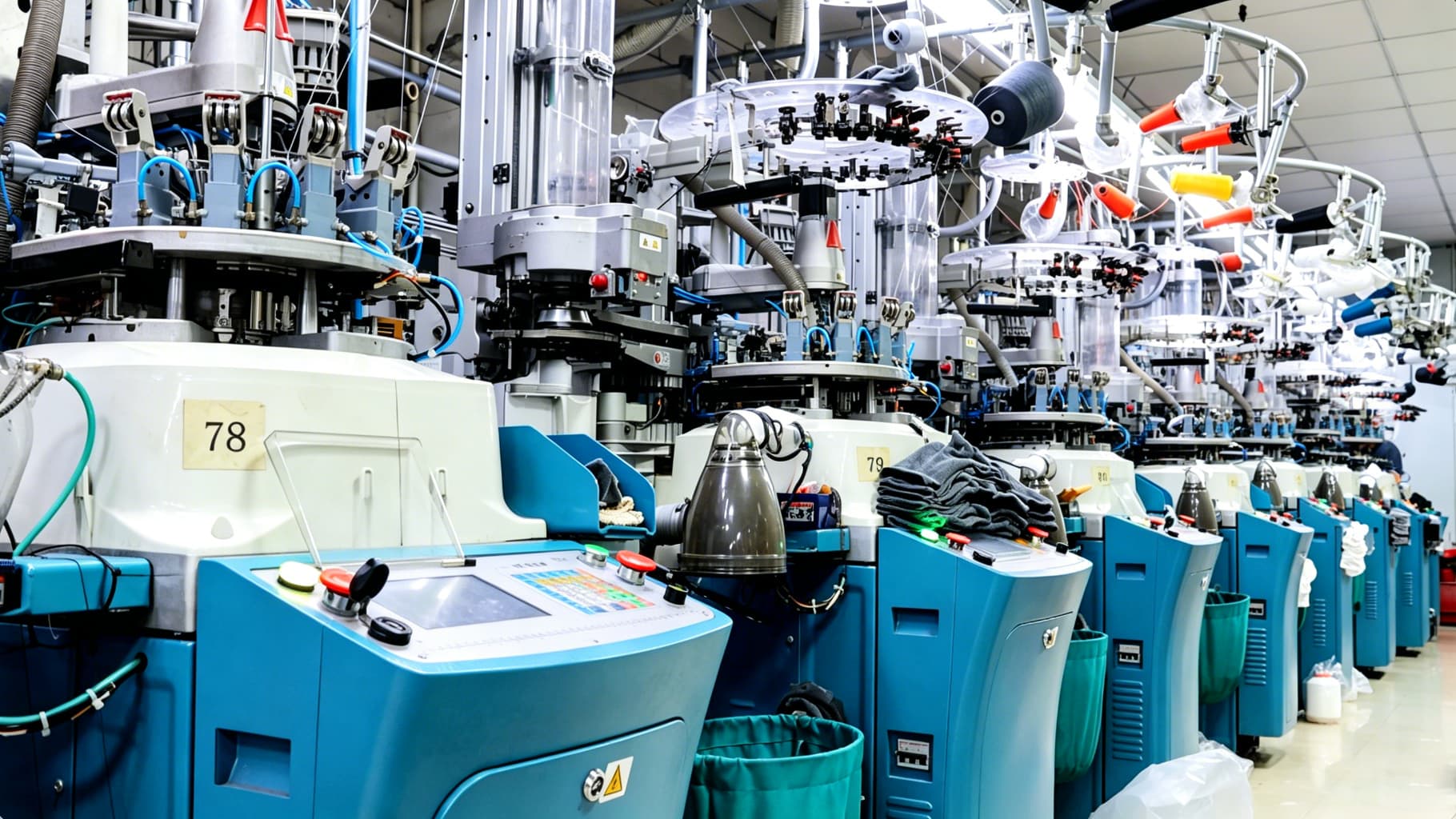 Computerized sock knitting machines used for custom production
